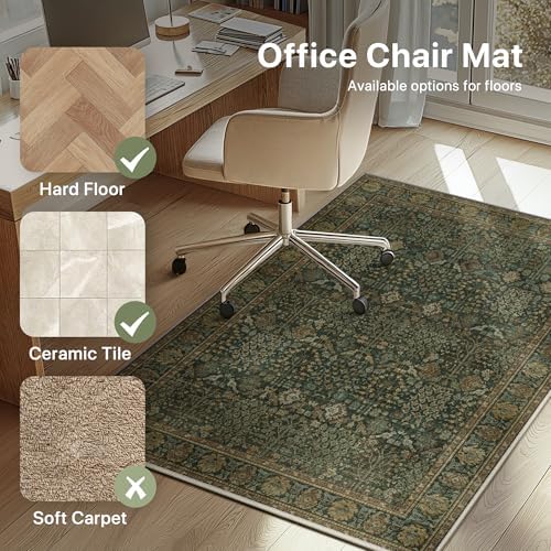 36"x48" Office Chair Mat for Hardwood Floor, Non-Slip Washable Dark Brown - Image 3