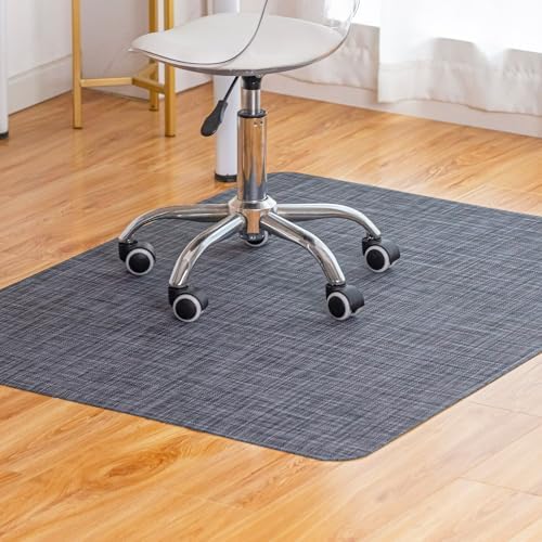 Baroyal Office Chair Mat for Hardwood Floor Under Desk Computer Rolling Chair Mat for Wood/Tile Floor Non-Slip Heavy Duty Desk Rug PVC Plastic Hard Floor Protector 45"x 53" (Cool Grey) by BAROYAL