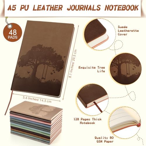 TaoBary A5 PU Leather Journals Bulk Colorful Tree Journal Notebook Soft Leather Cover Lined Ruled Writing Notebook for Back to School Office Group Team Volunteer(Assorted Colors,48 Pcs) - Image 2