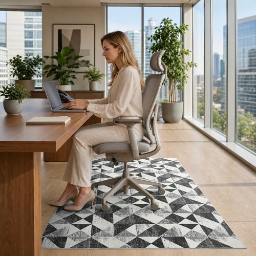 48"x60" Office Chair Mat for Hardwood Floor, Non-Slip Brushed Quartz - Image 3