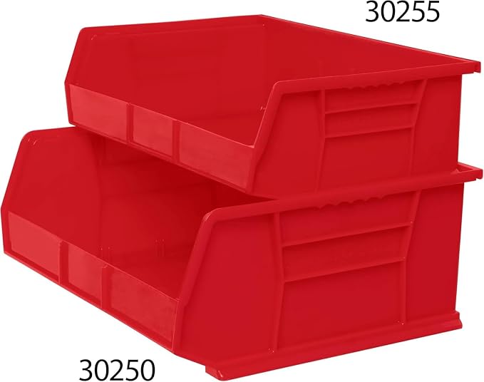 Akro-Mils 30255 AkroBins Plastic Storage Bins, 11"x16"x5", Red, 6-Pack | Space-Saving Stackable Bins for Garage, Pantry, Craft Organization - Image 7