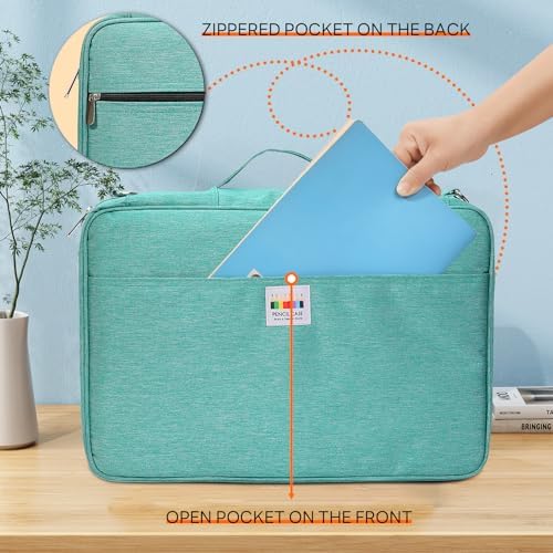 JAKAGO 480 Slots Colored Pencil Case Extra Large Capacity Pen Holder for Artist Painter Zipper Organizer Bag for Marker Highlighter Storage Case for Office Sketch Travel Supplies (Green) - Image 4