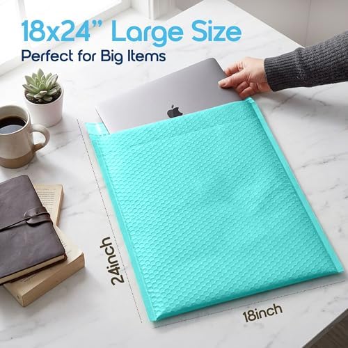Teal Bubble Mailers 18x23, Self Seal Poly Padded Envelopes #9, 20 Pack - Image 3