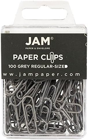 JAM PAPER Colorful Standard Paper Clips - Regular 1 Inch - Gray Paperclips - 100/Pack by JAMPaper