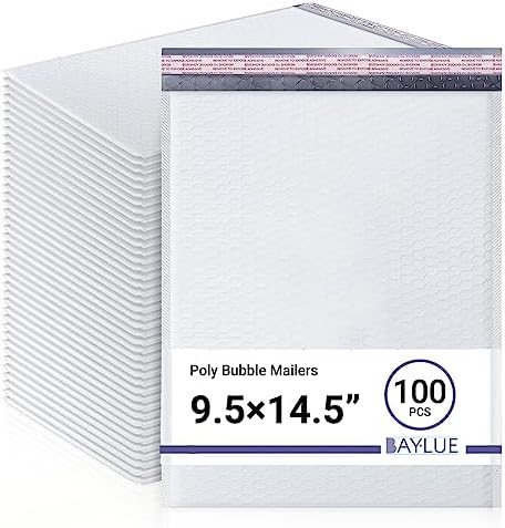 Bubble Mailers 9.5x14.5, Self Seal Poly Padded Envelopes #4, 100 Pack Bulk by BAYLUE