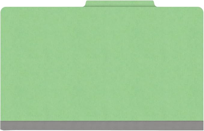 18 pt Heavy Duty Top Tab Color Folders, 2/5 Cut ROC Top Tab, Legal Size, 2 Dividers, Green (Box of 10) - Image 3