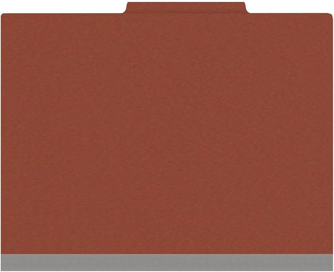 25 Pt. Pressboard Classification Folders, 2/5 Cut ROC Top Tab, Letter Size, 1 Divider, Brick Red (Box of 10) - Image 3