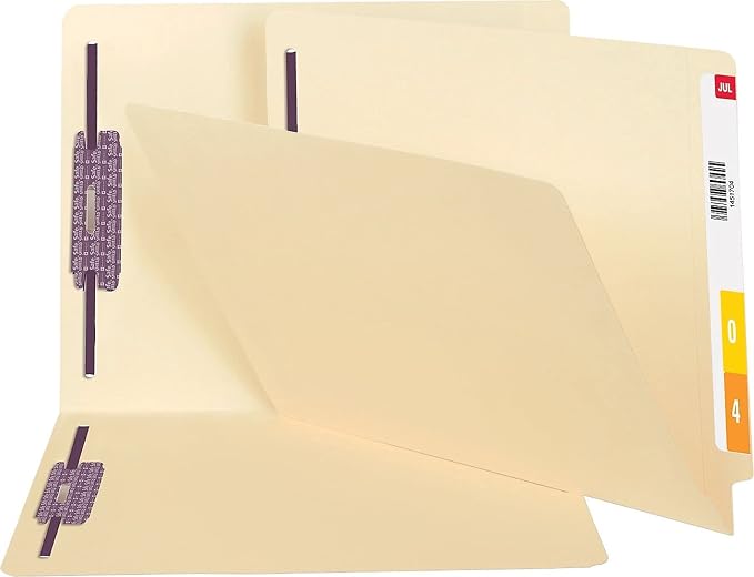 Smead End Tab Fastener File Folder with SafeSHIELD Fasteners, Shelf-Master Reinforced Straight-Cut Tab, 2 Fasteners, Letter Size, Manila, 50 per Box (34117) - Image 2