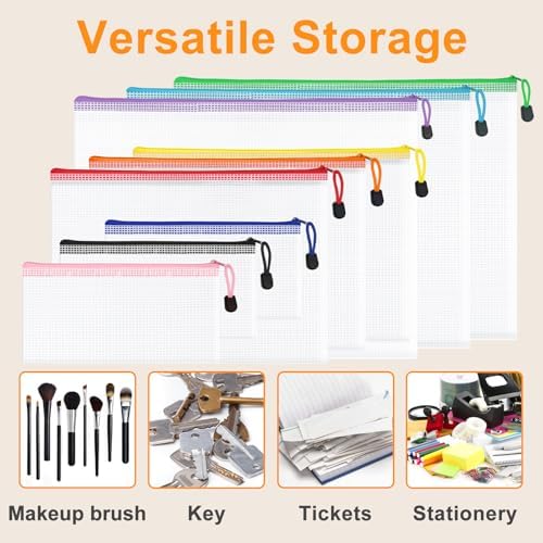 100 Pack Mesh Zipper Pouch Bags, A4 Size,10 Colors - Image 6