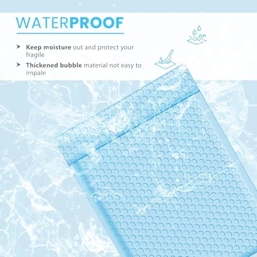 Light Blue Bubble Mailers 6x10, Poly Padded Envelopes #0, 500 Pack - Image 3