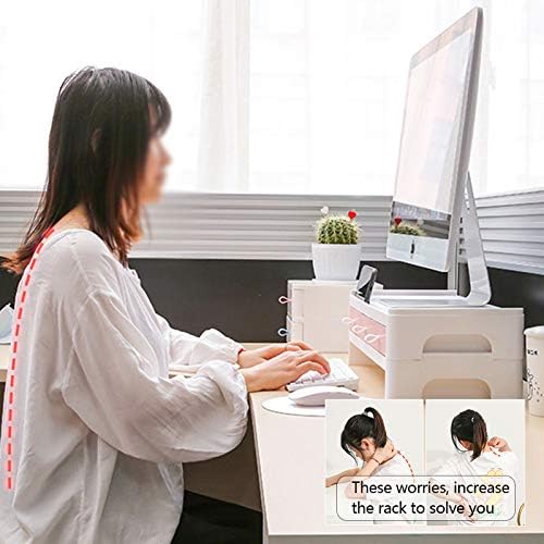 Monitor Riser Stand Desk Shelf with Drawer Keyboard Storage Splittable Computer Monitor Booster Computer Riser Stand Green - Image 2