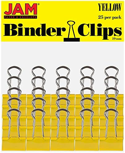 JAM PAPER Colorful Binder Clips - Small - 3/4 Inch (19 mm) - Yellow Binderclips - 25/Pack - Image 6