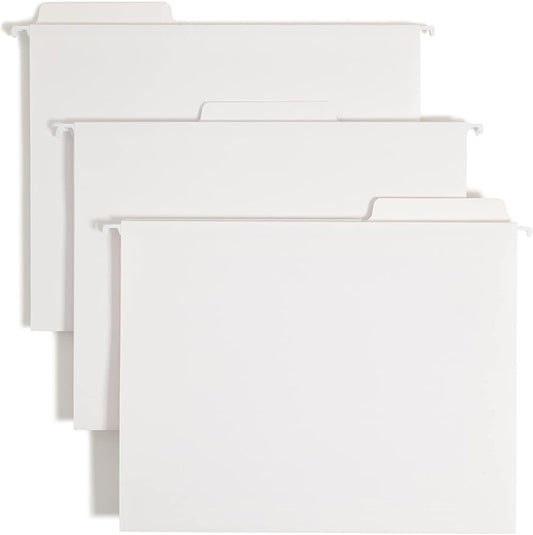 Smead FasTab Hanging File Folder, 1/3-Cut Built-in Tab, Letter Size, White, 20 per Box (64002) by SMEAD