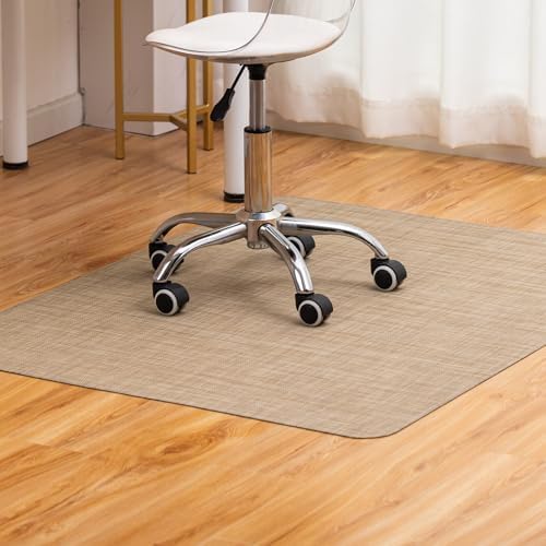 BARoyal Office Chair Mat for Hardwood Floor Under Desk Computer Rolling Chair Mat for Wood/Tile Floor Non-Slip Heavy Duty Desk Rug PVC Plastic Hard Floor Protector 36" x 48"(Linen) by BAROYAL