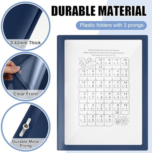 Teling 50 Pcs Report Covers with 3 Prong Presentation Folders, Navy Blue - Image 3