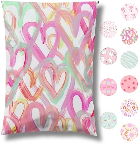 Pretty Package Store Poly Mailer 14.5x19, Happy Hearts, 100 Pack by PrettyPackageStore
