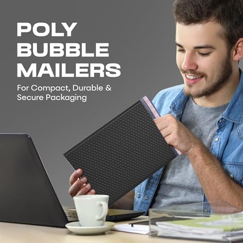 Jet Black Bubble Mailers 14.25x20 Poly Padded Envelopes #7, 50 Pack - Image 6