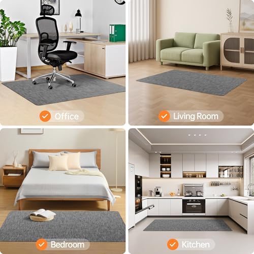 Office Chair Mat, 30" x 48" Computer Chair Mat for Hardwood Floor, Non-Curve Anti Slip Hard Floor Protector for Rolling Chair, PVC Mat Desk Rug for Home Office - Image 6