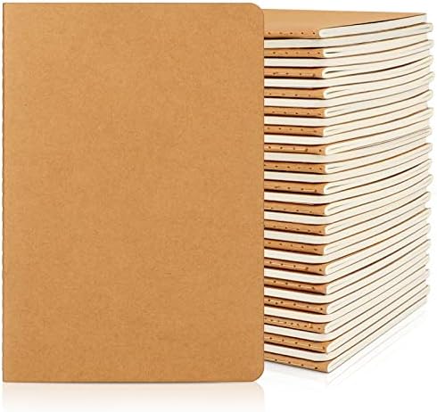 EUSOAR Blank Paper Notebook, 36pcs A5 5.5"x8.3" 60 Pages Soft Cover Kraft Subject Journal Diary Notebooks, Writing Note Pads Sketchbook Memo Composition, for School Office College by EUSOAR