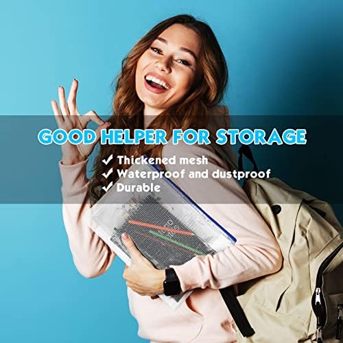 Zhehao 100 Pcs A4 Mesh Zipper Pouch Bag Bulk with Zipper - Image 3