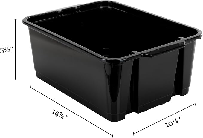 Really Good Stuff Stacking Bins, 14" x 10" x 5.75"-12-Pack, Black | Stackable Storage Plastic Bins for Classroom Organization, Home Storage, Office & Hospital Supplies - Image 3