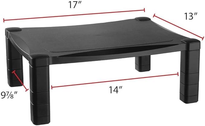 Kantek Single-Level Monitor Stand, 17" X 13.25" X 3" To 6.5", Black, Supports 50 Lbs - Image 3