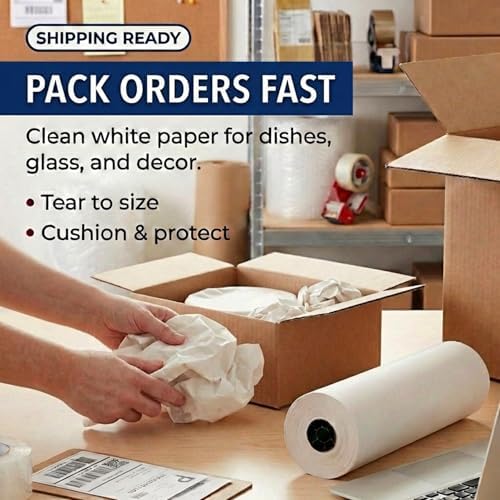 BOX USA Packing Paper Roll 15" x 1400ft (1,000 Sheets 17" equivalent) - Newsprint Paper for Shipping, Storage and Moving Supplies, White - Image 4