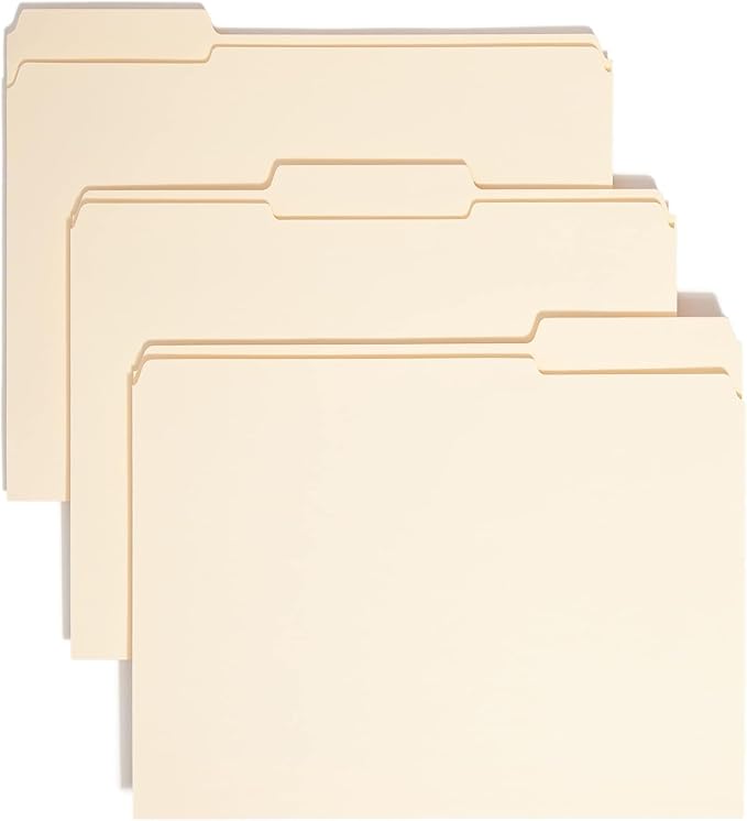Smead File Folders Letter Size,Reinforced 1/3-Cut Tab,Assorted Positions,Letter Size,Manila Folders 8.5 x 11,100 per Box (10334),(Pack of 5) by SMEAD