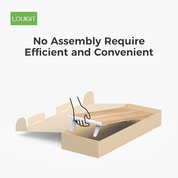 loukin Monitor Stand Riser for Desk, 22.4" × 8.2" Computer Stand, Wood | Supports 22 lb, No Installation Required, Water-Resistant Surface, Fits Laptops and Printers, Ergonomic Design - Image 3