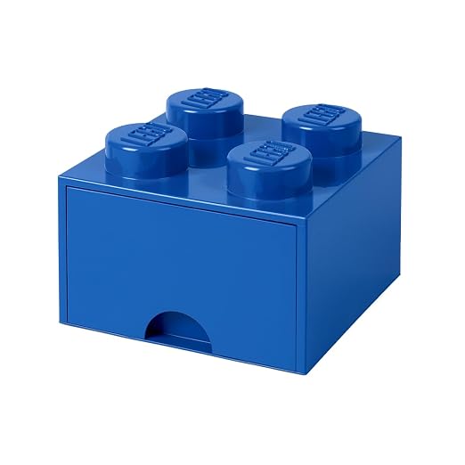 Room Copenhagen, LEGO Brick Drawer - Stackable Storage and Décor - Brick 4, Bright Blue | Oversized BPA-free plastic organizer for toys and stationery, 9.8 x 9.8 x 7.1 in, compatible with LEGO storage bricks by ROOMCopenhagen