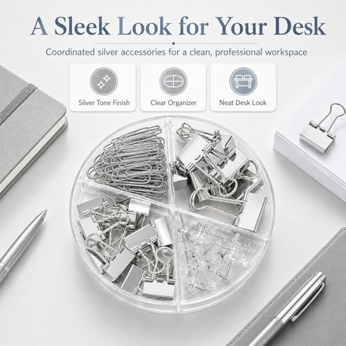 Paper Clips Binder Push Pin Set, Assorted Sized Binder Clips - Image 3