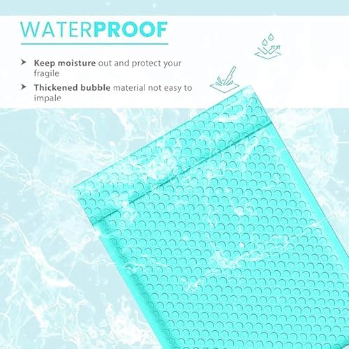 Aqua Teal Bubble Mailers 12x15, Self Seal Poly Padded Envelopes, 50 Pack - Image 4