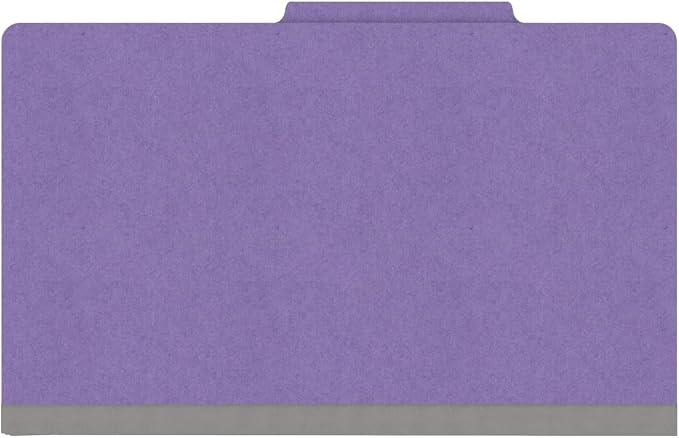 18 pt Heavy Duty Top Tab Color Folders, 2/5 Cut ROC Top Tab, Legal Size, 2 Dividers, Purple (Box of 10) - Image 3