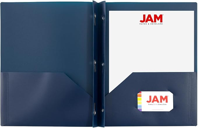 JAM PAPER Plastic Color POP Folders - 2 Pocket Durable Folders with Metal Prongs Fastener Clasps - Assorted Professional Colors - 6/Pack - Image 3