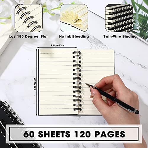 Jutom 6 Pcs Small Spiral Notebook Memo Pad 3x5, Black - Image 2
