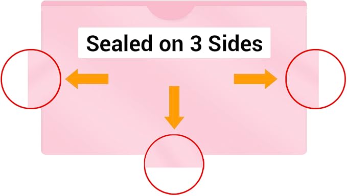 Doctor Stuff- 50 Pack, Vinyl Plastic Pocket File Folders Closed Sides, Legal Size, Clear Front Top Loading Job Jacket, Documents Holder for Office, High School and Medical Files, Pink - Image 3