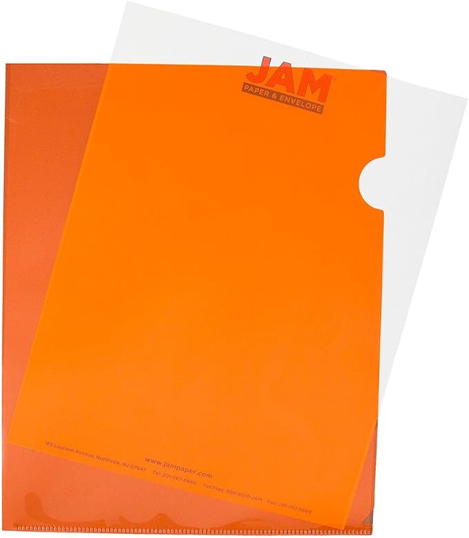 JAM PAPER Plastic Sleeves - Letter Size - 9 x 11 1/2 - Orange Project Pockets - 12 Page Protectors/Pack by JAMPaper