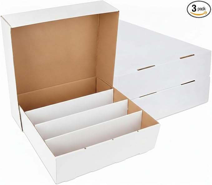 Yexiya 3 Pcs 3200 Count Sports Card Storage Boxes White Trading Card Box Collectible Trading for Soccer Baseball Game by Yexiya