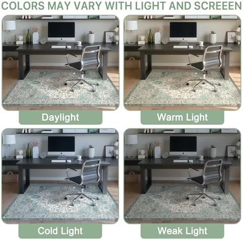 48"x60" Office Chair Mat for Hardwood Floor, Non-Slip Washable Cyan - Image 6