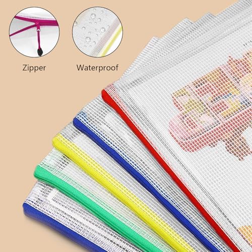 24pcs A4 Mesh Zipper Pouch Bags, Mesh Bags with Zipper Bulk, Pouches for Organization, Clear Storage Bags for Classroom, Travel, Office - Image 3