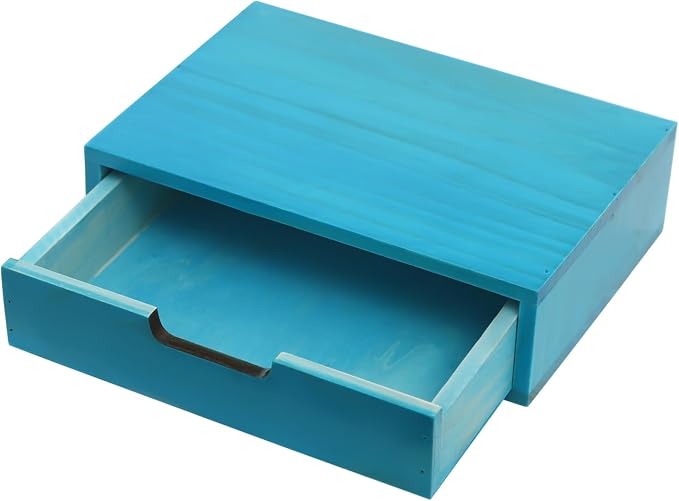 4-Piece Wood Drawer Cabinet Set, Desktop Storage Organizers, 10-Drawer Tabletop Storage Organizer, Desktop Wood Stackable Drawer Cabinet for Home Office Dormitory(Blue) - Image 8