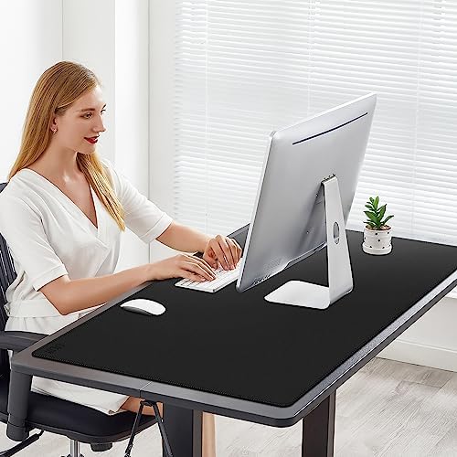 Cacoy 40"x24" Leather Desk Pad Blotter, Non-Slip Waterproof Desk Mat, Black - Image 2