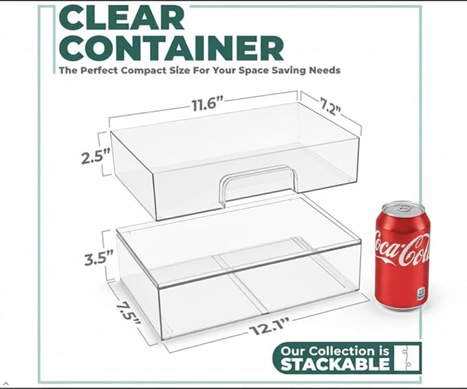 Sorbus Acrylic Storage Containers - 4 Pack, Stackable Storage Bins Set for Bathroom Organization - Clear Acrylic Drawer Organizers - Makeup Case Pull-Out Drawers (12.1’’ Wide) - Image 3