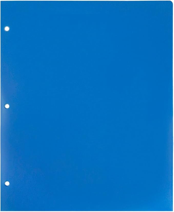 JAM PAPER Heavy Duty Plastic 3 Hole Punch School Folders with Pockets - Blue - 6/Pack - Image 7