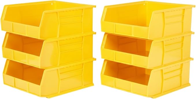 HE HUDSON EXCHANGE 11" x 11" x 5" (6 Pack) Plastic Stackable Storage Bin, Yellow by HudsonExchange