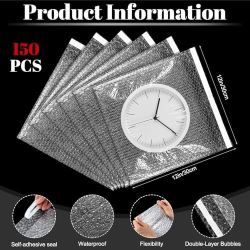 Frienda 150 Pcs Self Adhesive Bubble Bags Packing Pouches, 12" X 12" - Image 2