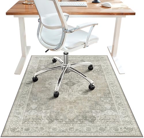48"x60" Office Chair Mat for Hardwood Floor, Non-Slip Washable Trench by BESBLEE