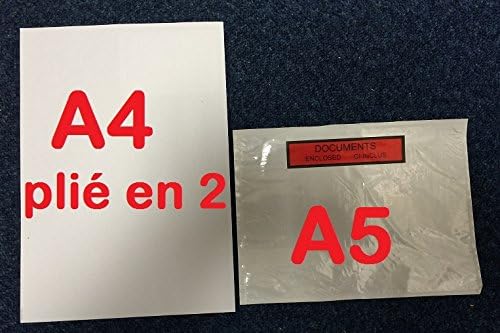 Sleeves 500 Briefcase herein A5 (A4 Sheet Folded in Two) Printed Transparent Adhesive C5 225 x 165 mm - Image 2