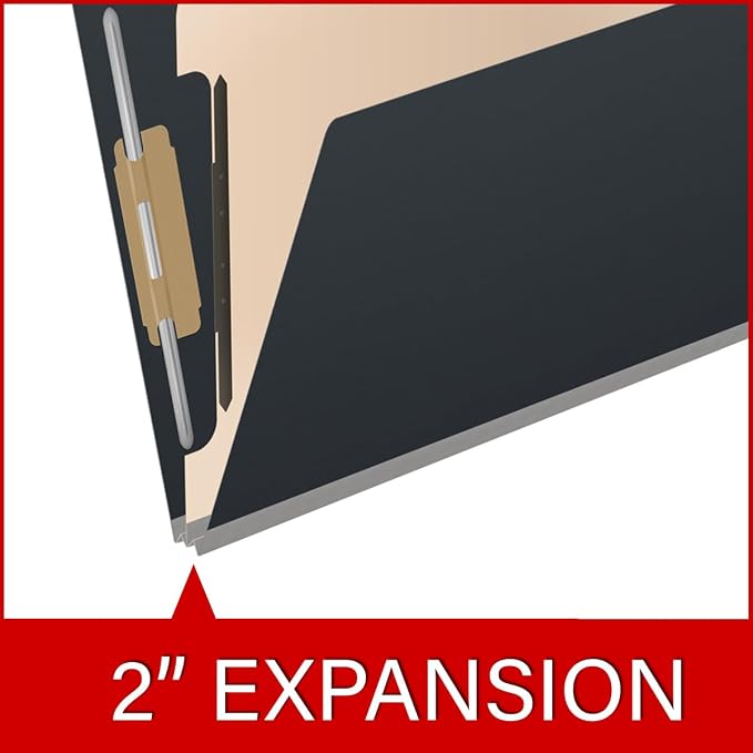 Pressboard Classification Folders, Full Cut End Tab, Letter Size, 1 Divider, Black (Box of 10) - Image 7