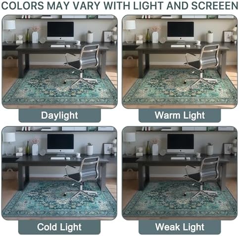 48"x60" Office Chair Mat for Hardwood Floor, Non-Slip Washable Turquoise - Image 6